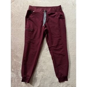 FIGS Catarina Jogger Scrub Pants‎ Zipper Pockets Burgundy Medical Size L